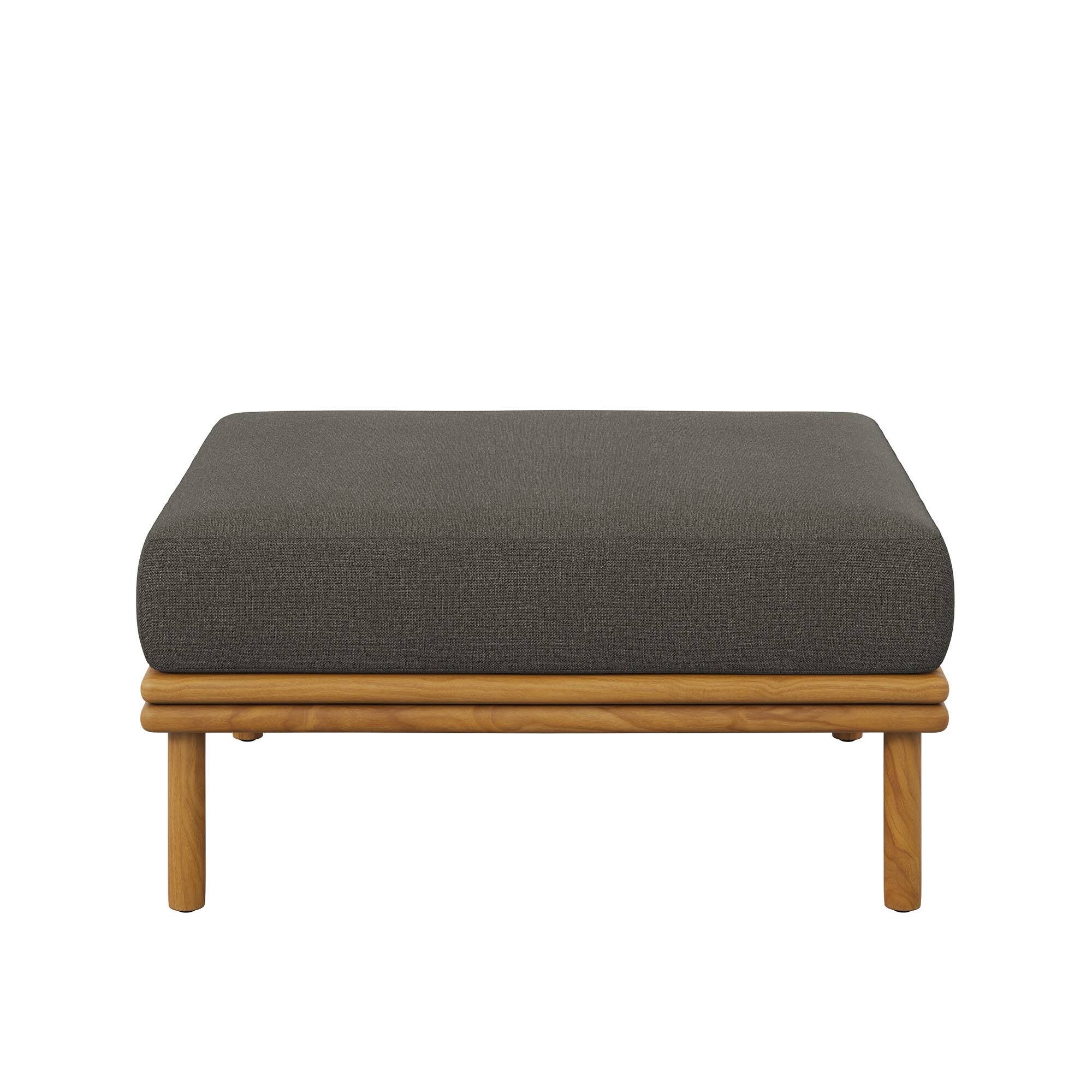 Alt View 4. Modway - Wren Outdoor Patio Teak Wood Ottoman by Modway - Natural Flint Gray.