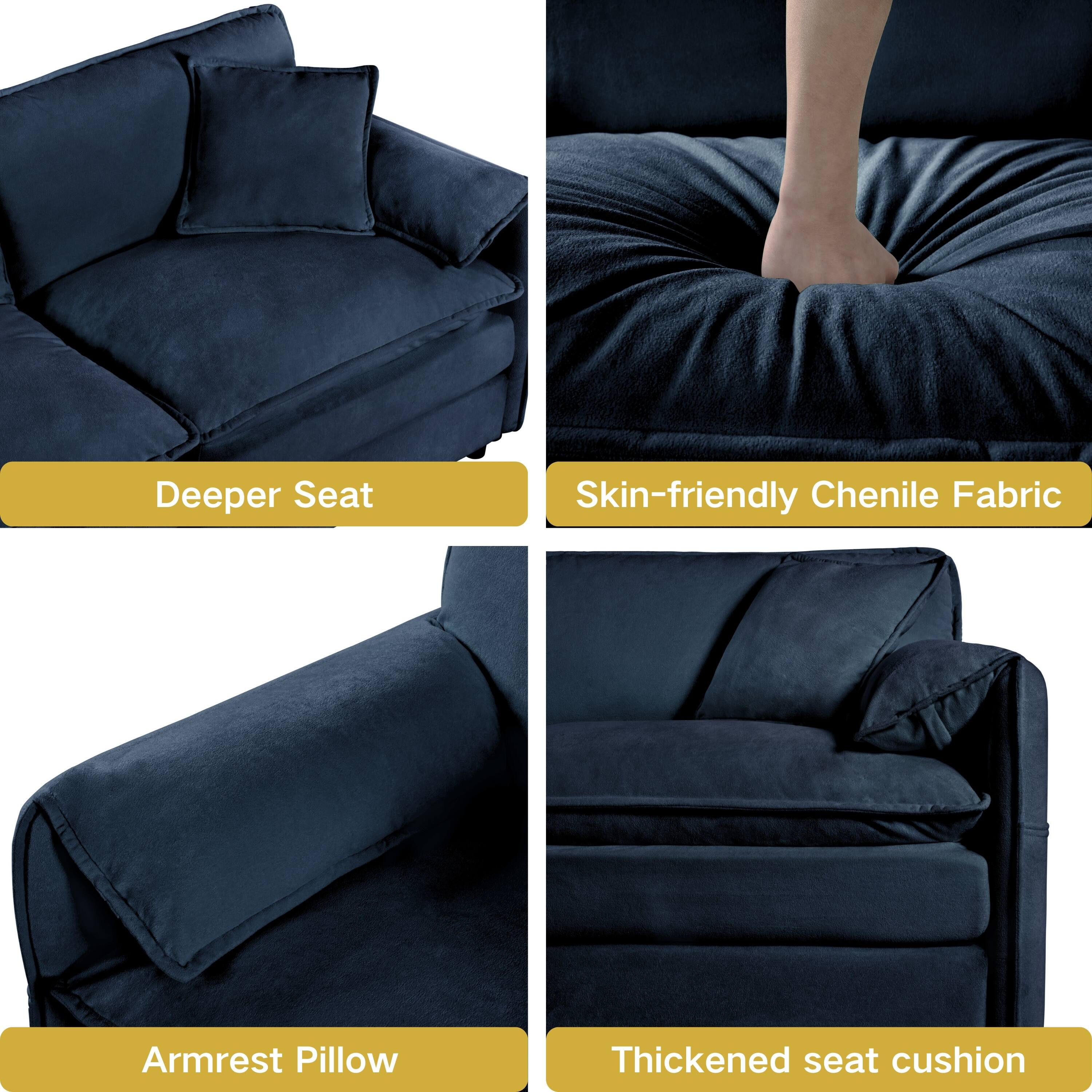 - Deeper Seat
- Skin-friendly Chenile Fabric
- Armrest Pillow
- Thickened seat cushion