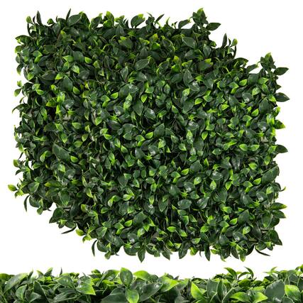 Front. Costway - Costway 12 Pcs Faux Topiary Gardenia Shrub Grass Panels with Insertable Branches 20" x 20" - Green.