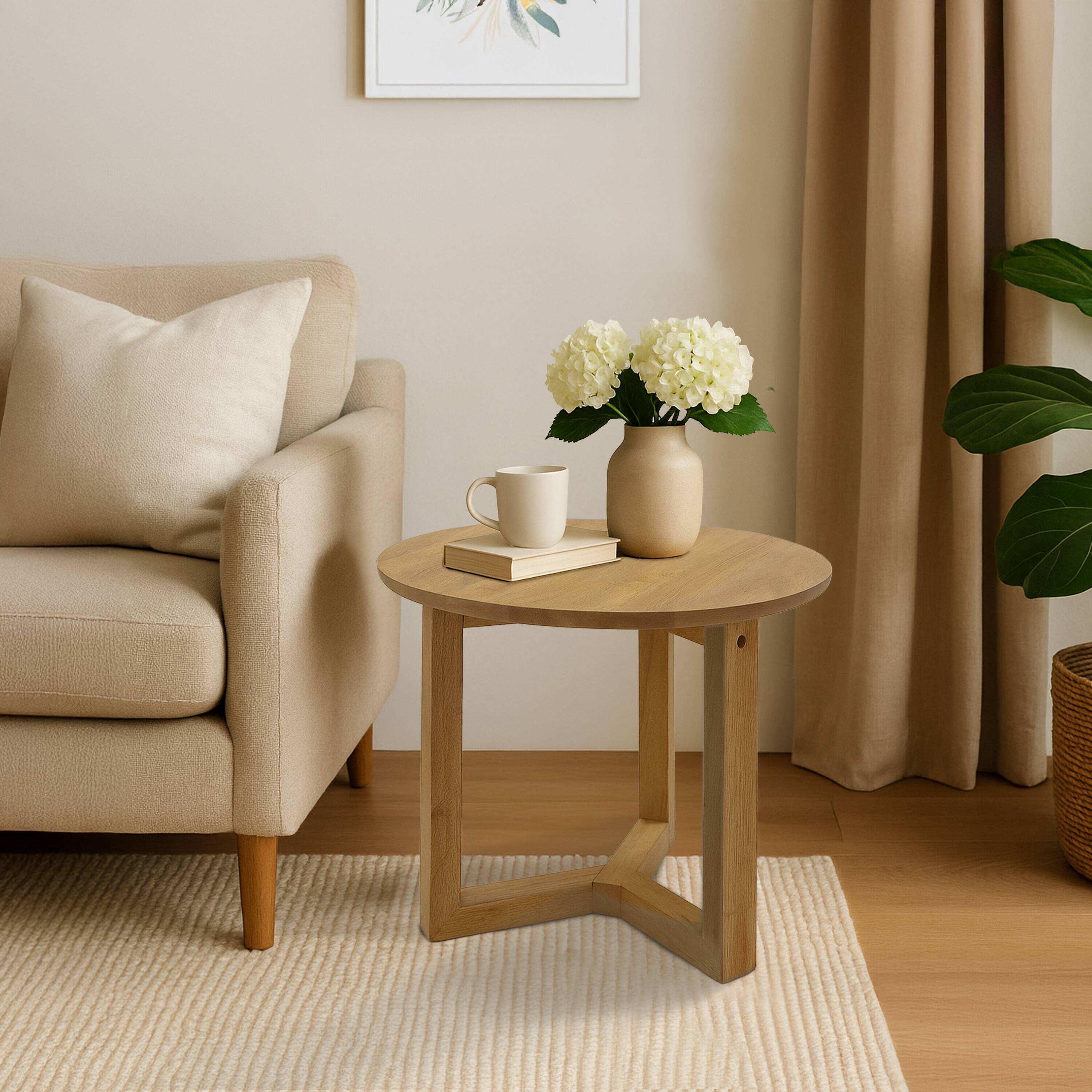 Alt View 9. Manhattan Lane - Nina 18.5" Round Handcrafted Side End Table | Natural Brown Mango Wood - Brown.