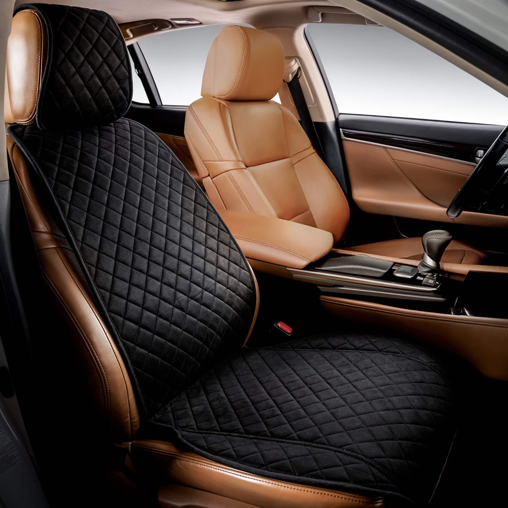 COTTAGE - Faux Suede Car Seat Cover For Cars Soft Non slip Front Protector Covers Automotive Suvs - BLACK Regular