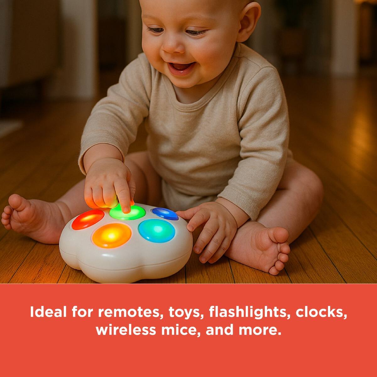 Ideal for remotes, toys, flashlights, clocks, wireless mice, and more.