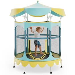 Pefilos - 64" Kids Trampoline with Detachable Canopy and Safety Enclosure Net- Bounce Trampoline for Outdoor as Garden - Yellow