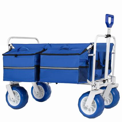 Front. Loheer - Loheer 500 lb Heavy Duty Beach Wagon, 150L Collapsible Folding Cart with Nine Inch All Terrain Wheels.