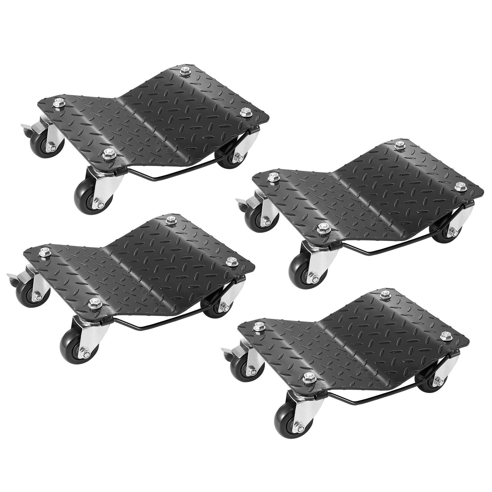Front. VEVOR - Wheel Dolly,6000 lbs/2722 kg Car Moving Dolly,Wheel Dolly Car Tire Stake Set of 4 Piece, Heavy-duty Car Tire Dolly Cart - Black.
