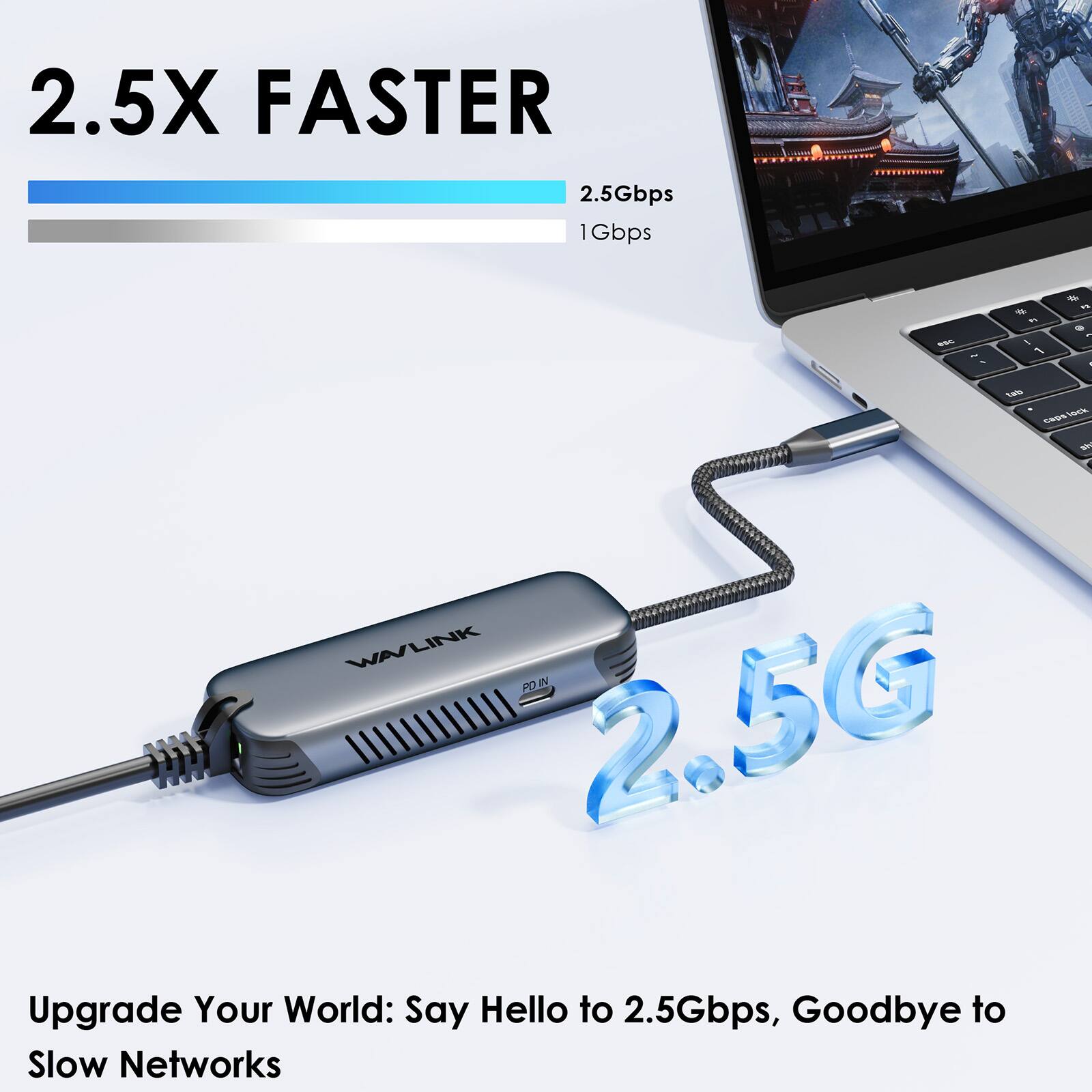 2.5X FASTER

2.5Gbps 1Gbps

Upgrade Your World: Say Hello to 2.5Gbps, Goodbye to Slow Networks