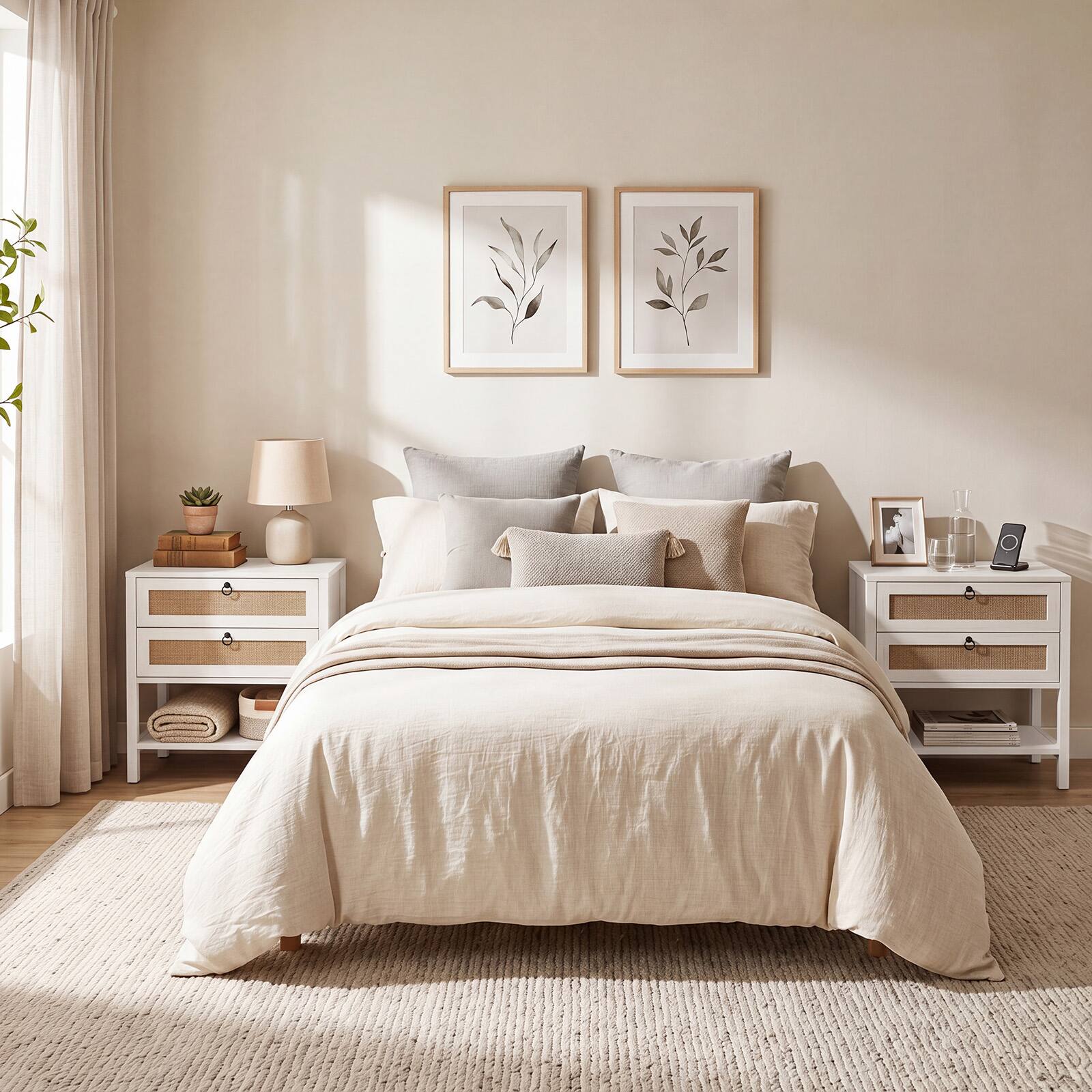 Alt View 4. Costway - Costway 2 PCS 27" Rattan Nightstand with 2 Drawers, Coastalwashed Accent Tablewashed - Whitewashed Oak.