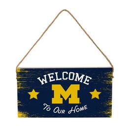 Evergreen Enterprises - Michigan Wolverines 6" x 11" Welcome Home Wood Wall Sign with Rope Hanger - Multicolor