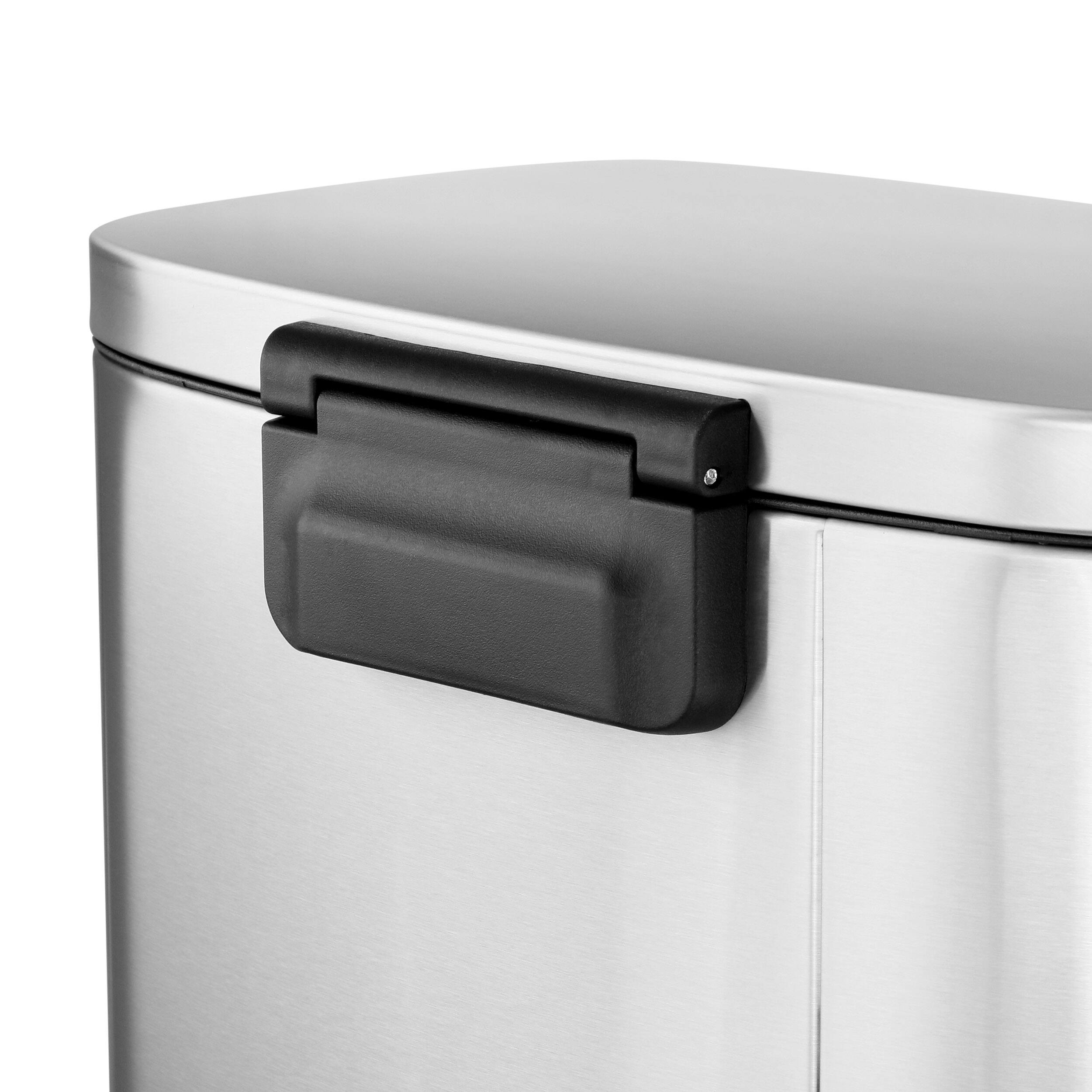Alt View 2. Elama - Elama 50 Liter/13 Gallon Rectangular Stainless Steel Step Trash Bin with Slow Close Mechanism in Matte Silver - Silver.