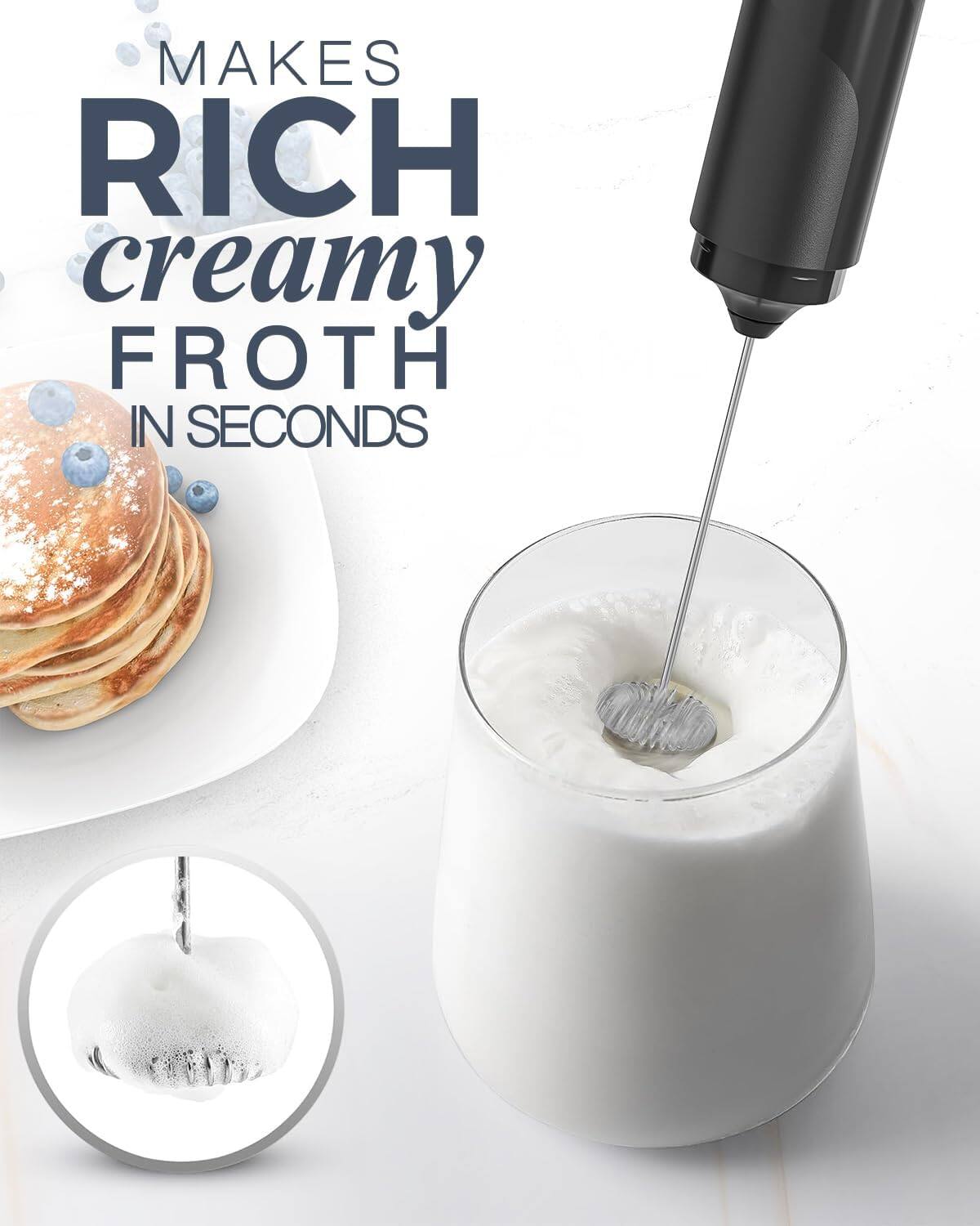 MAKES RICH creamy FROTH IN SECONDS