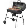Front. Outsunny - Barrel Charcoal BBQ Grill, Barbecue with 420 sq.in. Cooking Area, Wheels - Black.