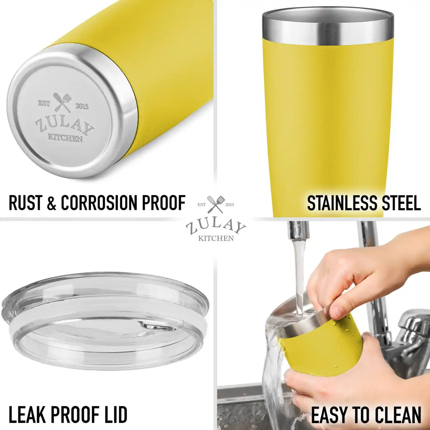 EST 2015 ZULAY KITCHEN  
RUST & CORROSION PROOF  
STAINLESS STEEL  
LEAK PROOF LID  
EASY TO CLEAN