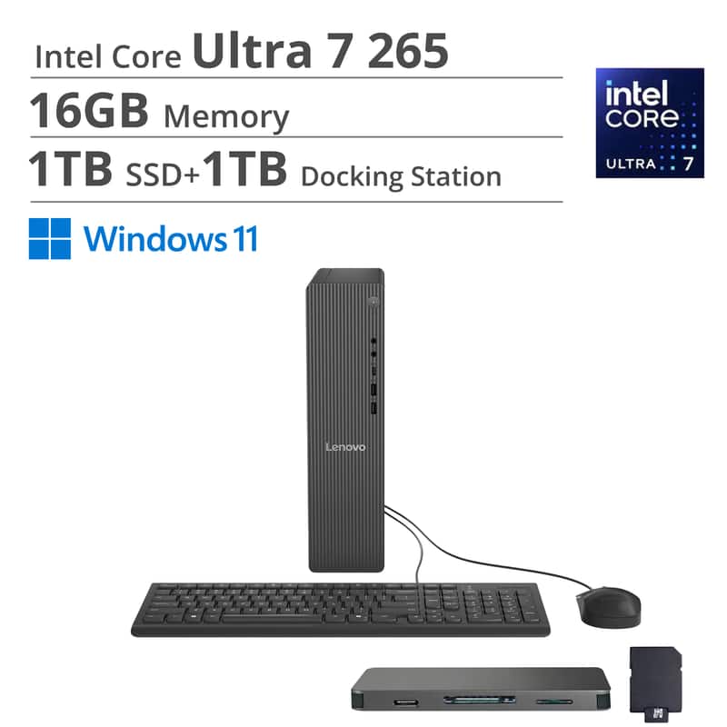 Lenovo - IdeaCentre Tower Desktop - Intel Core Ultra 7 Processor 265 - 16GB RAM - 1TB SSD - Luna Grey