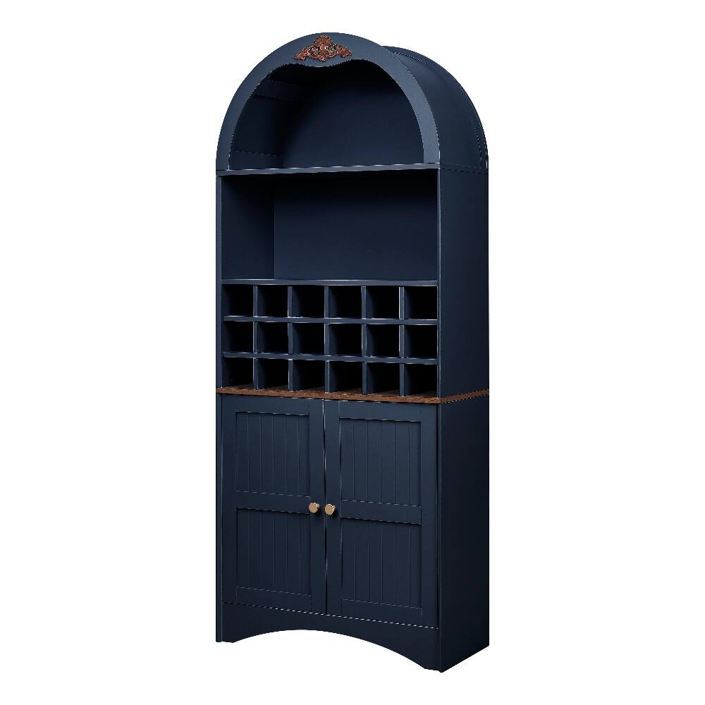 Alt View 8. Loheer - Loheer Arched Wood Wine Cabinet Freestanding Blue Liquor Bar Cabinet with Removable Rack - Blue.