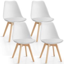 Gymax - Set of 4 Mid Century Dining Chairs Modern DSW Armless Side Chair Wood Legs - White