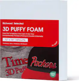 Poolin - Richword 3D Embroidery Puffy Foam 12"x16" 3mm 10PCS (10White) - Ideal for Large Logos, Jackets,Custom Garments