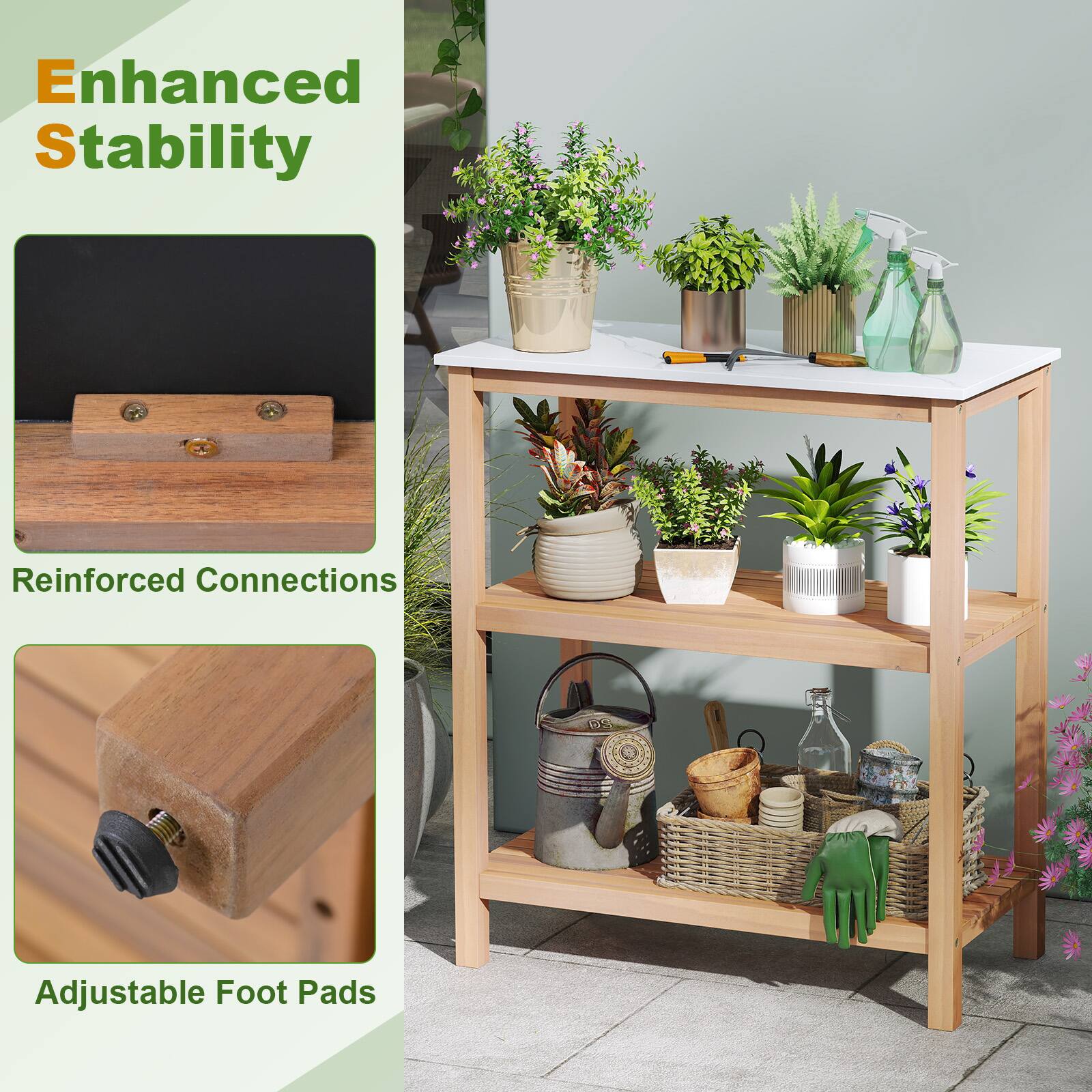 Enhanced Stability  
Reinforced Connections  
Adjustable Foot Pads