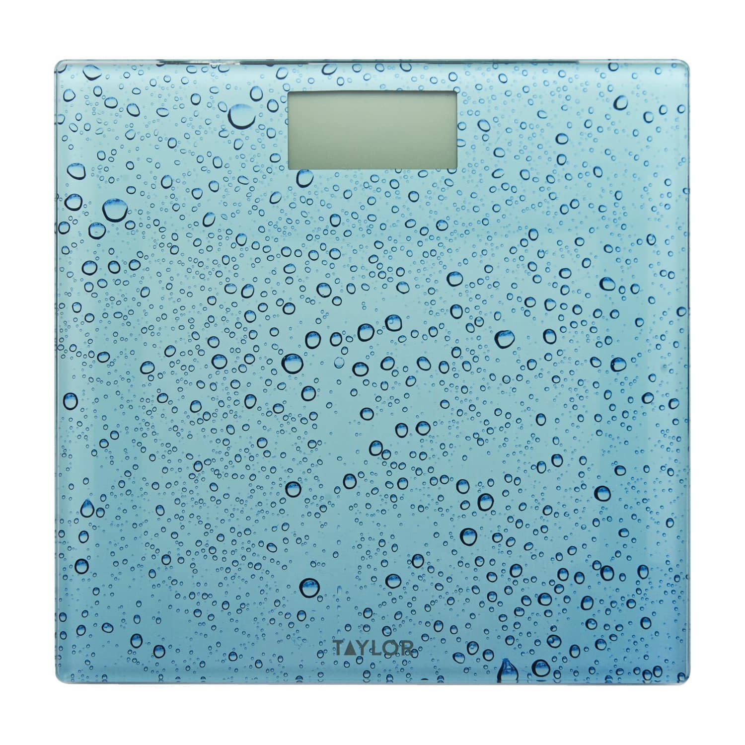 Front. Taylor Precision Products - Digital Glass Waterdrop Bathroom Scale, 400-Lb. Capacity - Blue.
