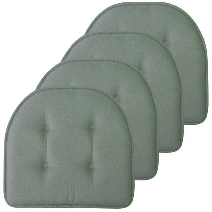 Front. Sweet Home Collection - Solid Color U Shaped Memory Foam 17" x 16" Chair Cushions, 4-Pack - Scuba.