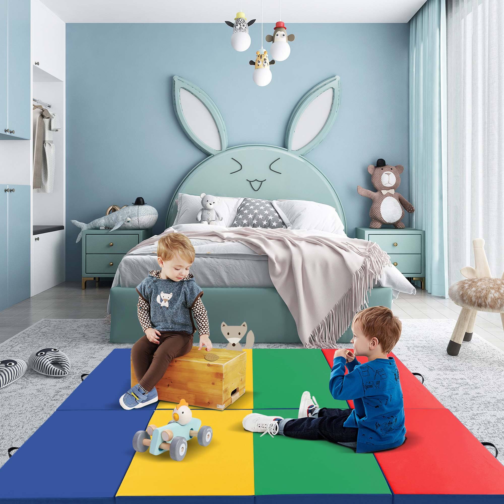 Alt View 4. Costway - Costway 10' x 4' x 2" 4-Panel Folding Exercise Mat with Carrying Handles for Gym Yoga - Colorful.