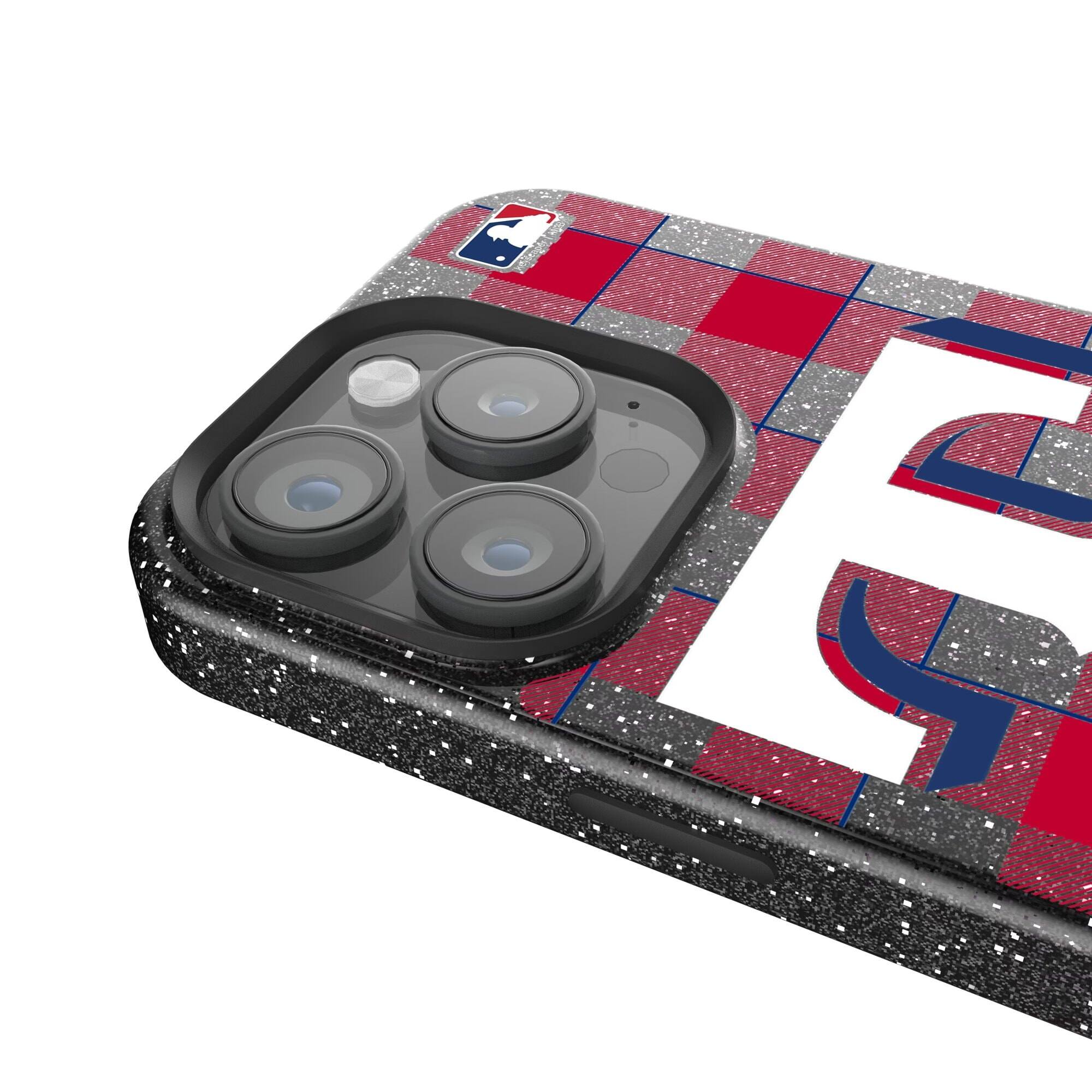 Alt View 3. Keyscaper - Texas Rangers Plaid Bling iPhone Case - 16 Plus - Black.