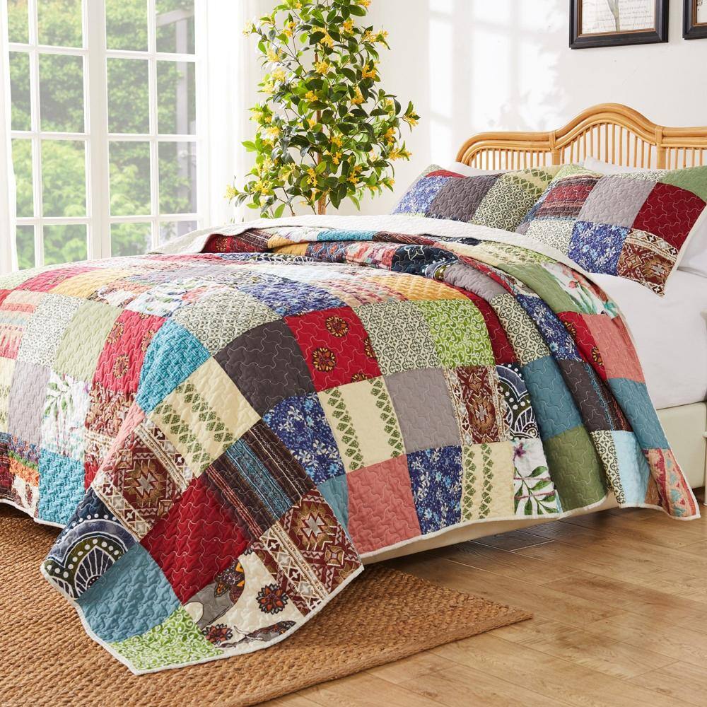 Alt View 1. Greenland Home Fashions - Greenland Home Fashions Renee Upcycle Luxurious Comfortable 3 Pieces Quilt Set Multicolor King/Cal. King - Multicolor.