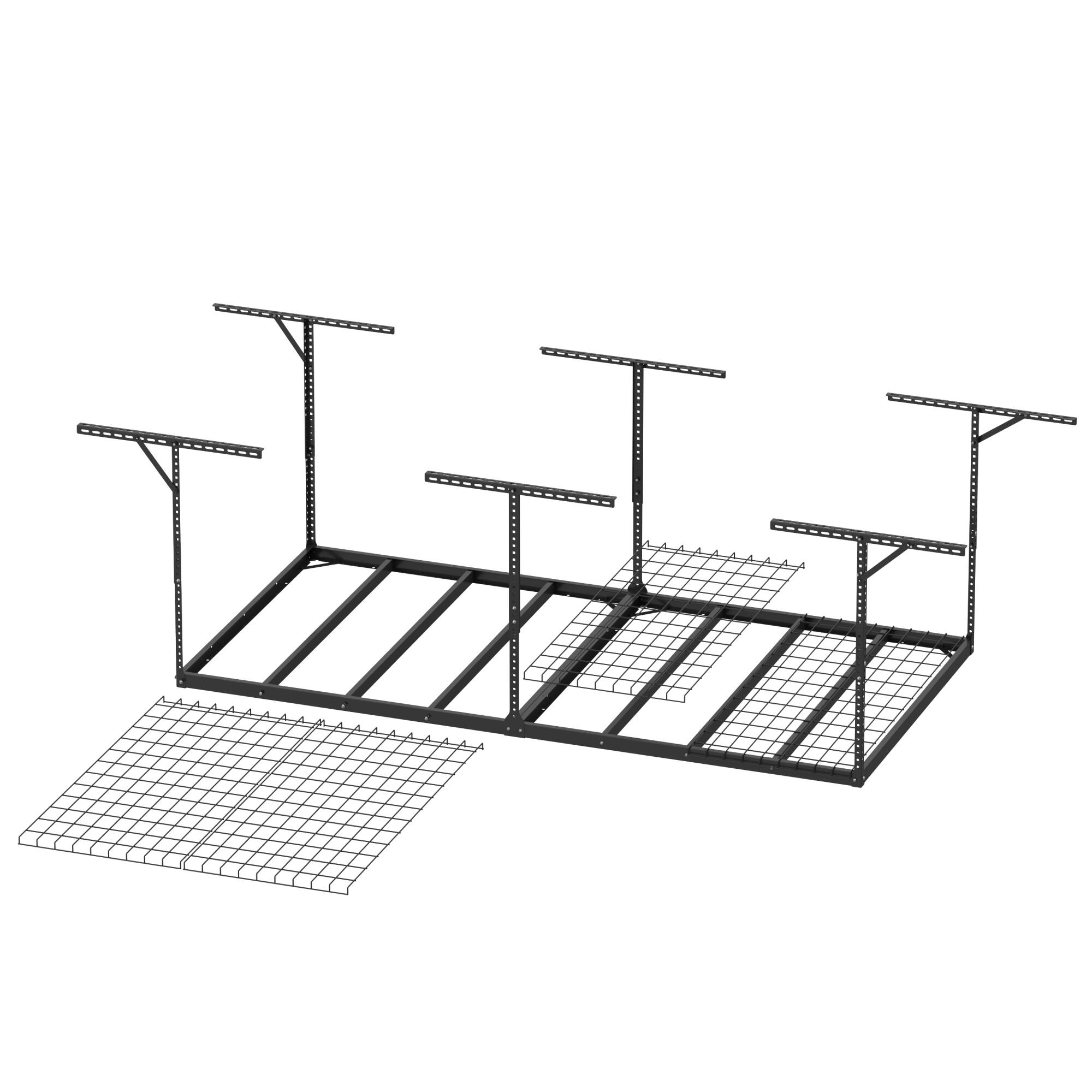 Alt View 8. Fleximounts - Max Series 48 in. W x 96 in. D x 24 - 40 in. H Heavy Duty Ceiling Mounted Garage Rack - Black.