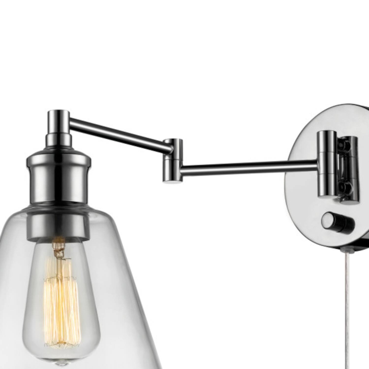 Left. Globe Electric - Globe Electric Parker 1-Light Chrome Clear Industrial Vintage style Wall Sconce.