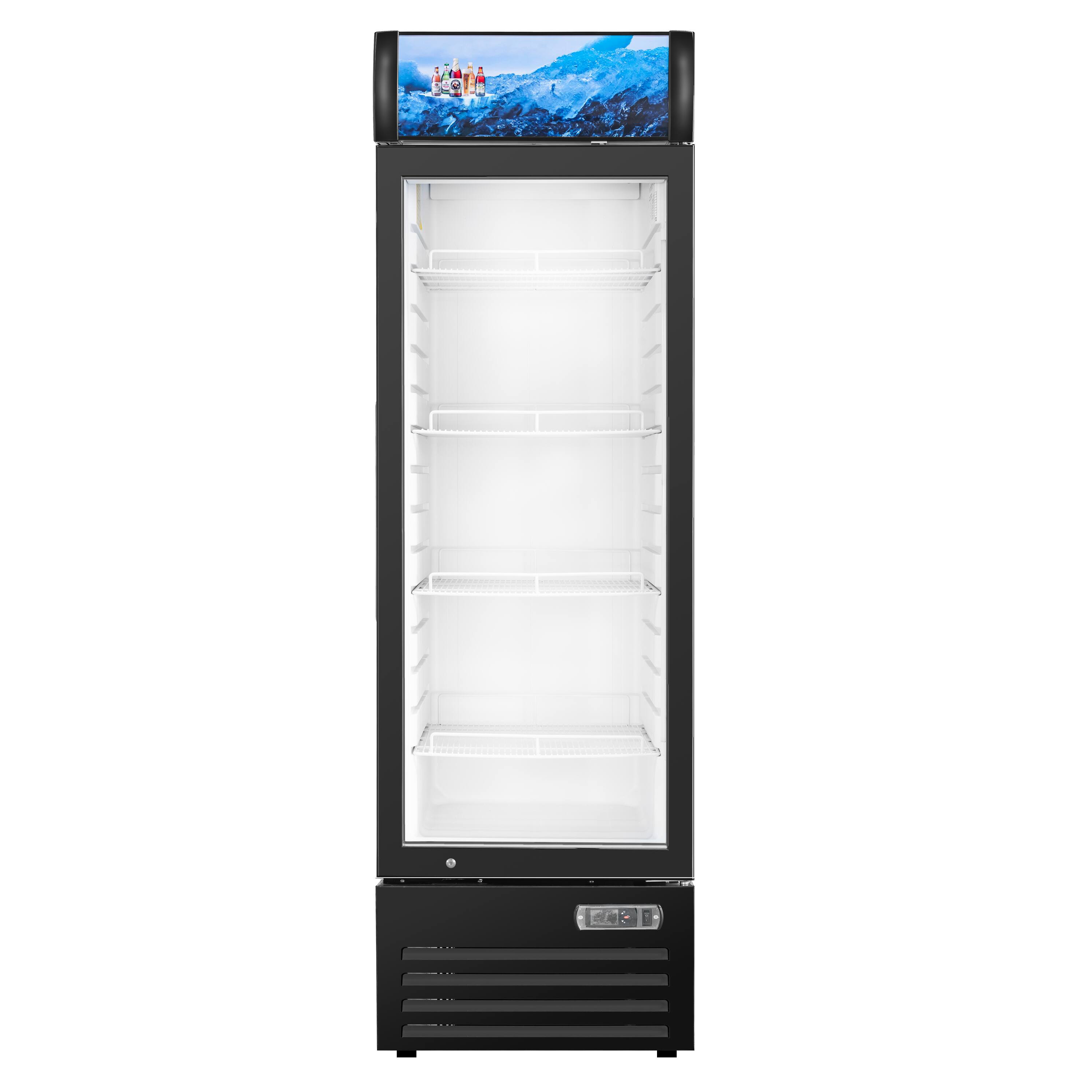 Left. Equator - Equator Vitlife 12.3 Cu Ft Commercial Glass Door Merchandiser Refrigerator, LED, Adjustable Shelves, Auto Defrost ETL - Black.