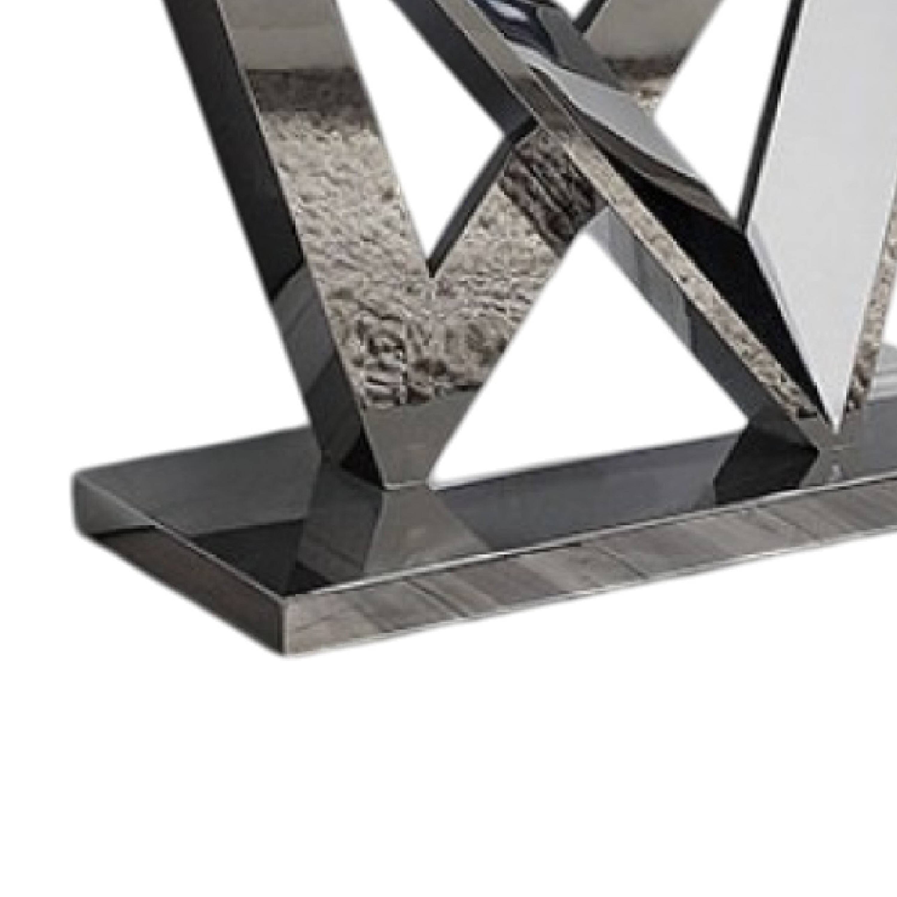 Alt View 3. Manhattan Lane - Vily Sofa Console Table, Beveled Faux Marble, Chrome Steel V-Base - Chrome, White.