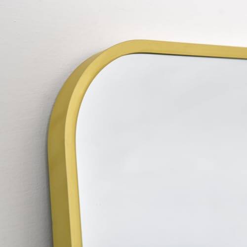 Front. Cedar Assembly - Full Length Mirror - Floor Standing Wall Mountable Body With Sturdy Aluminum Frame Arched Top Design Free... - Gold-71"L x 28"W.