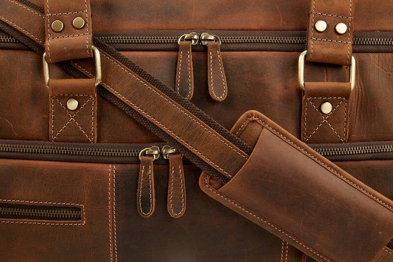 Alt View 6. Luxorro - Leather Duffel Bag For men. 30 Inch - Dark Brown.