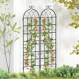 Costway - 2 Pack 71" x 20" Heavy-Duty Metal Garden Trellis,Metal Coating Patio for Outdoor - Black