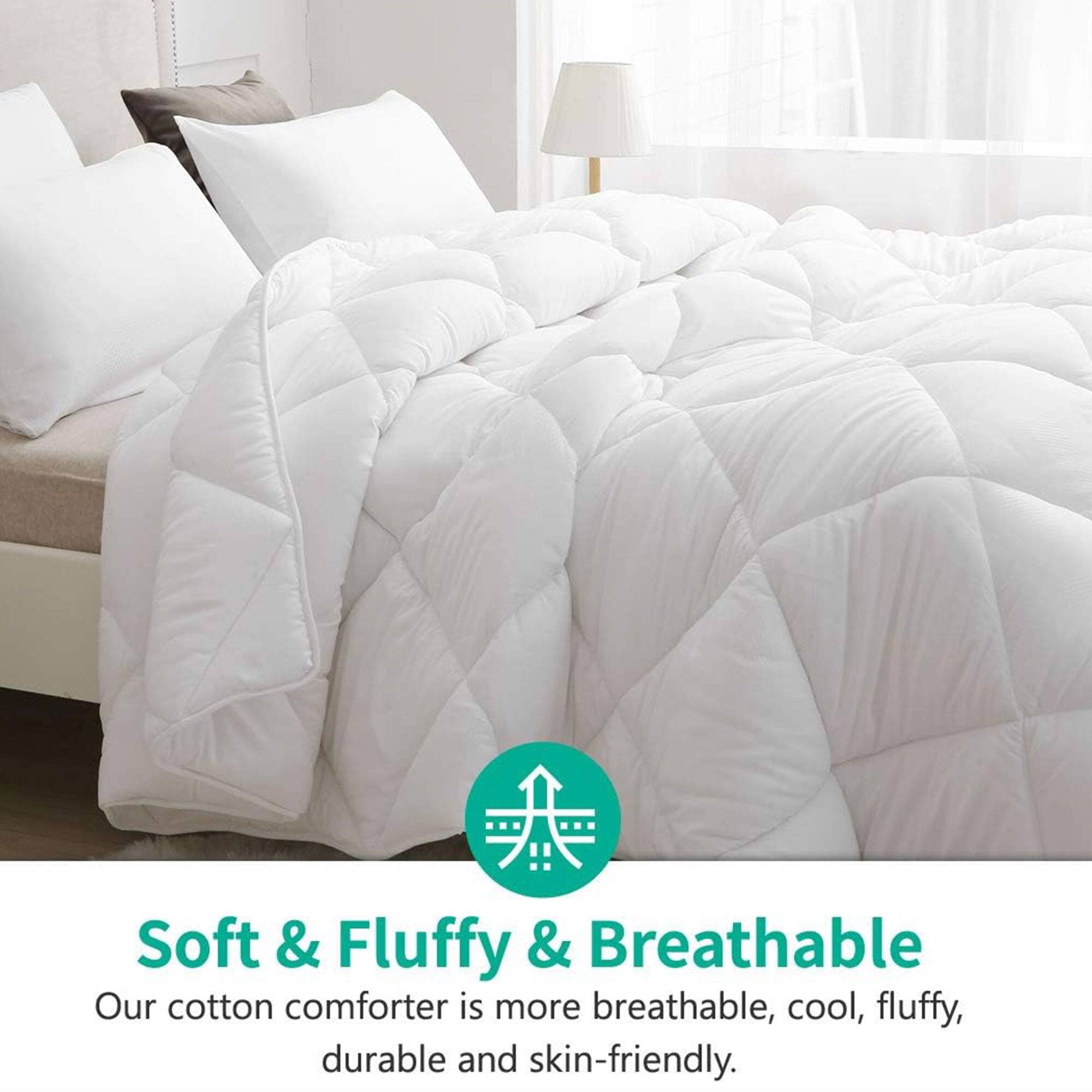 Soft & Fluffy & Breathable  
Our cotton comforter is more breathable, cool, fluffy, durable and skin-friendly.