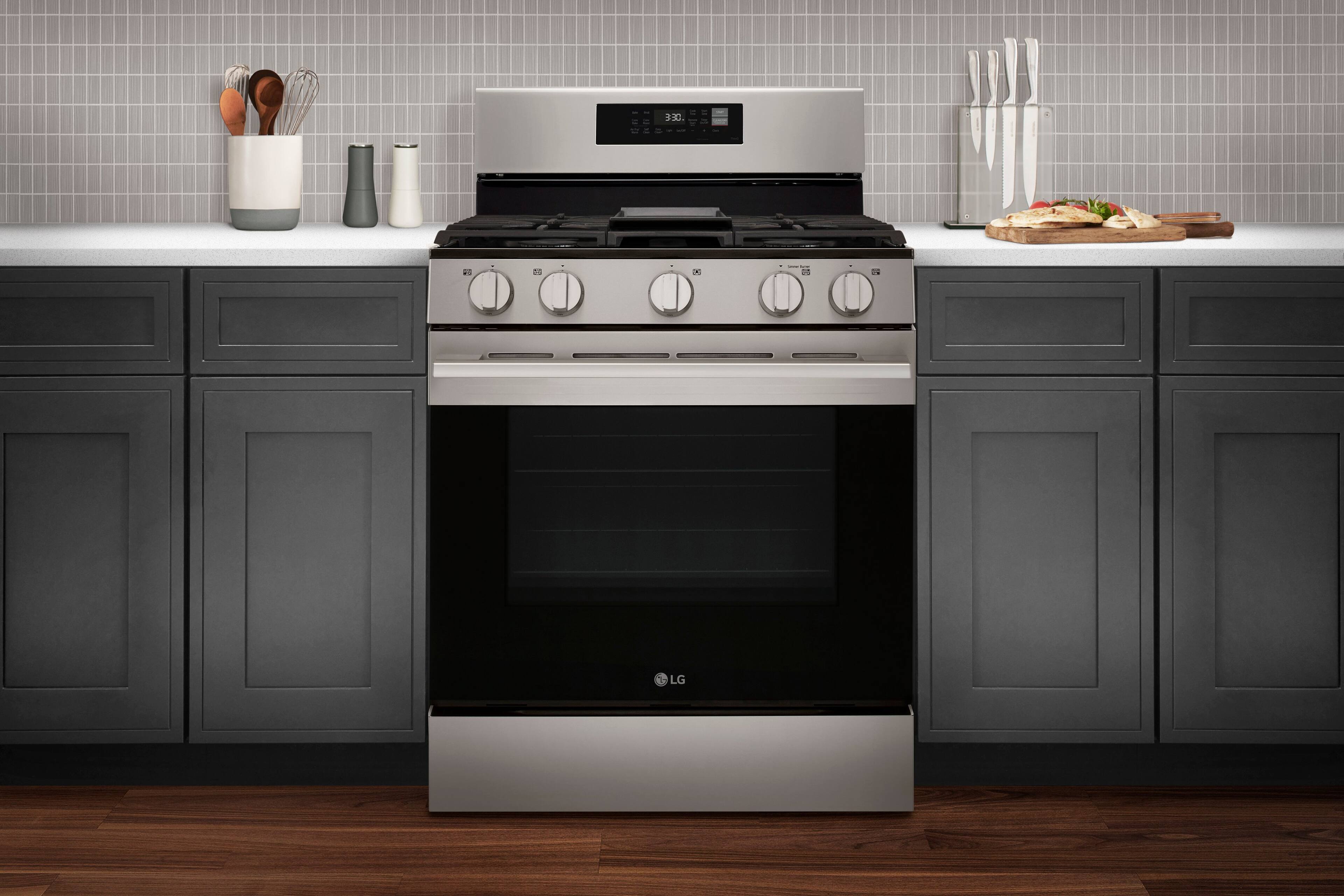 Alt View 20. LG - 6.3 Cu. Ft. Freestanding Gas True Convection Smart Range with EasyClean, Air Fry and UltraHeat 20K Burner - Stainless Steel.