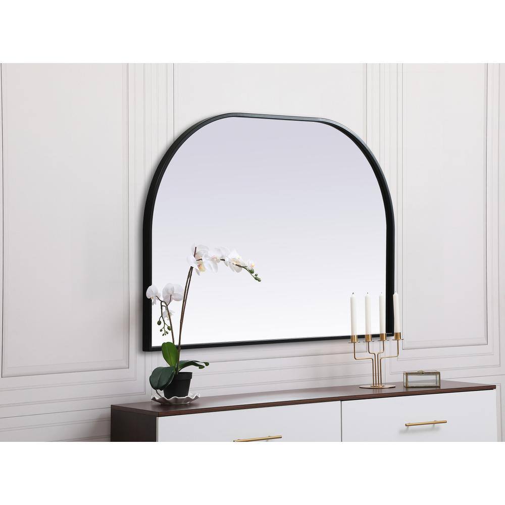 Alt View 2. Elegant Decor - Metal Frame Arch Mirror 36x24 Inch in Black - Black.