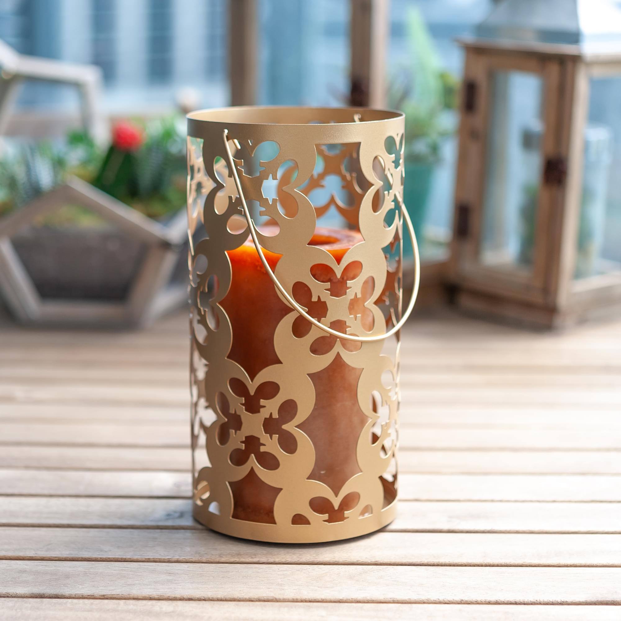Alt View 3. Star Wars - Star Wars Gold Stamped Lantern | Rebel Symbol Clusters | 11.5 Inches Tall - Gold.