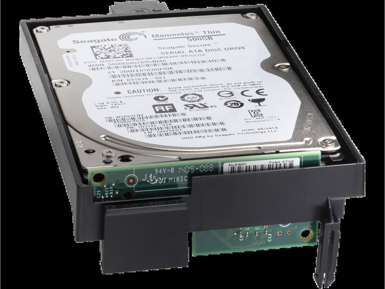 Seagate Momentus Thin 500GB Secure ATA DISC DRIVE

SERIAL: 2D073540A6
PSID: ZKXXXXC3L
WWN: 5000C340A6
C: C3NSKX00 WHJ017SP
00XC36I NGFN3Z7M NOE PSID 2000C50078354DA8

CAUTION: Avoid excessive shock. Do not push or remove the cover. 

Date: 06/2014

Product of China

94V-0 J M103C

Seagate Technology LLC