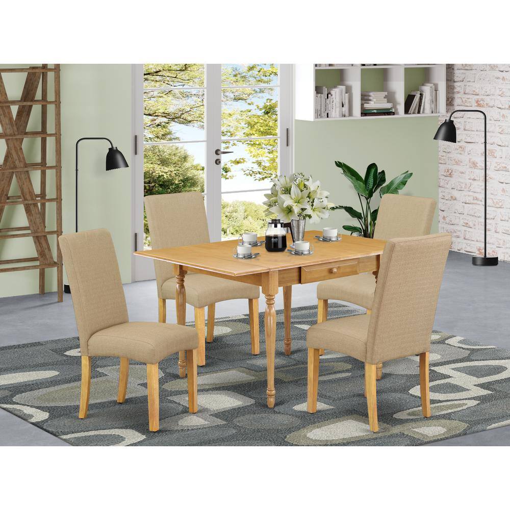 Angle. East West Furniture - Dining Room Set Oak - Brown.
