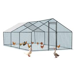 Winado - 10x20x6.6FT Large Metal Poultry Cage for Chicken Run, Walk-in Chicken Pen with Waterproof Cover for Garden Outdoor Yard - Black