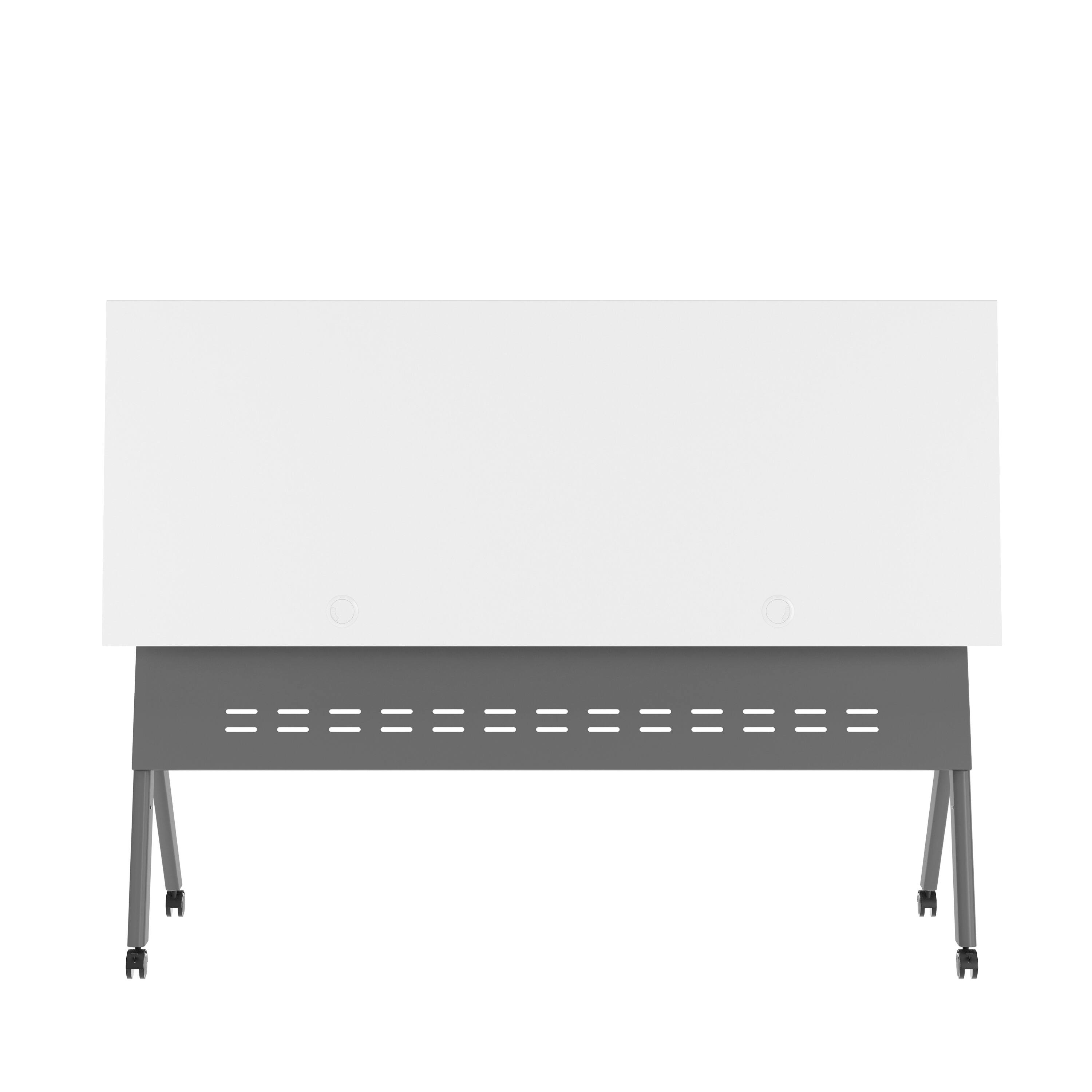 Alt View 9. Emma + Oliver - Griffin Heavy-Duty Flip Top Training Table with Nesting Design, Privacy Panel, Y-Legs, Tabletop, Metal Frame - White Top/Gray Frame.
