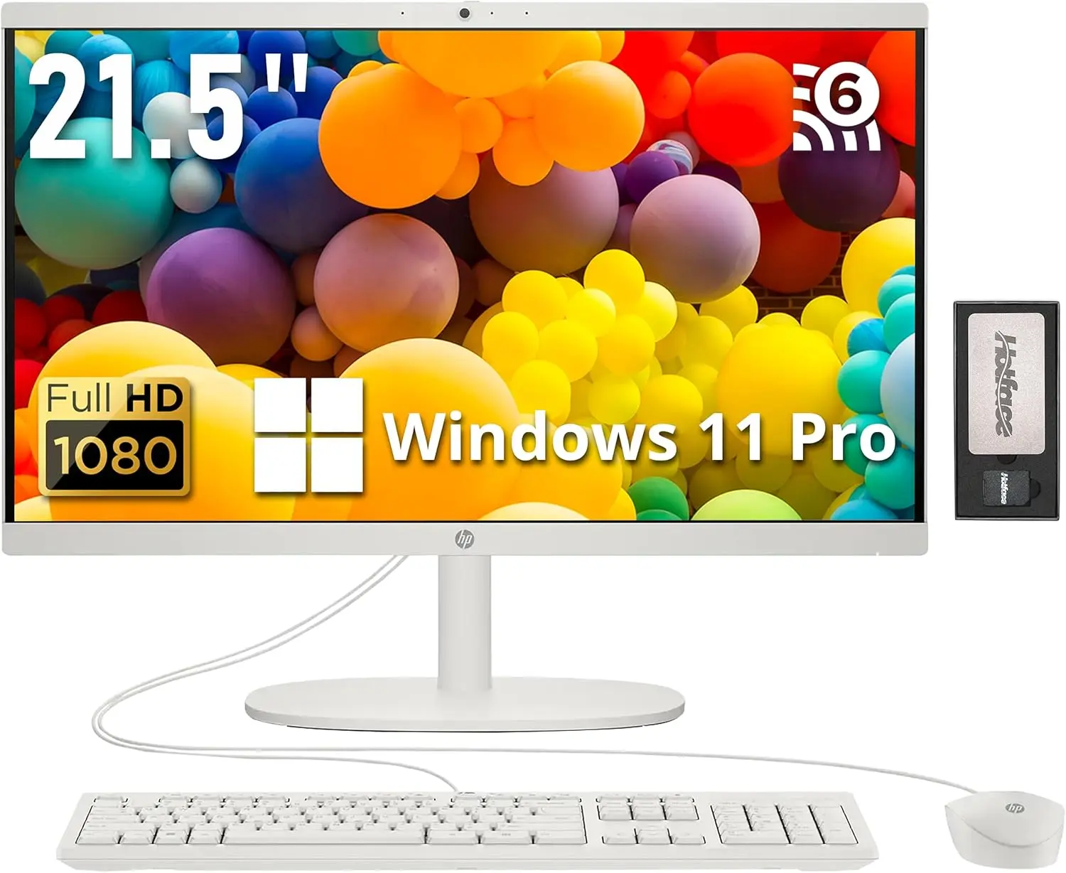 HP - 21.5" FHD All-in-One Desktop,Intel Celeron J4025,16GB RAM,1TB SSD+128GB Docking Station Set,Win 11 Pro - Cashmere White