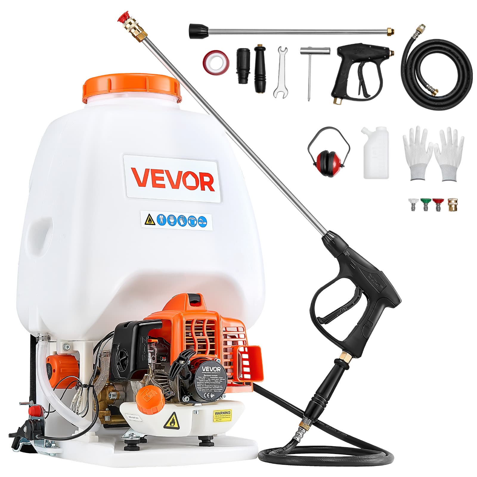 VEVOR - Gas Powered Backpack Sprayer, 26.5CC 0.9HP Engine, Garden Sprayer with 6.5 Gallon Tank, with 24 in Wand & Nozzles - Orange, White price history on PriceWatchPro