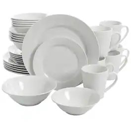 Gibson - Home Noble Court 30 Piece Ceramic Dinnerware Set - White
