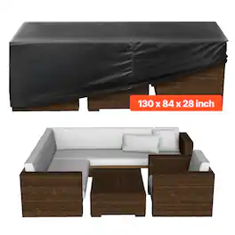VEVOR - Patio Furniture Cover, 420D Heavy Duty Waterproof Outdoor Dining Table and Chairs Cover - Black