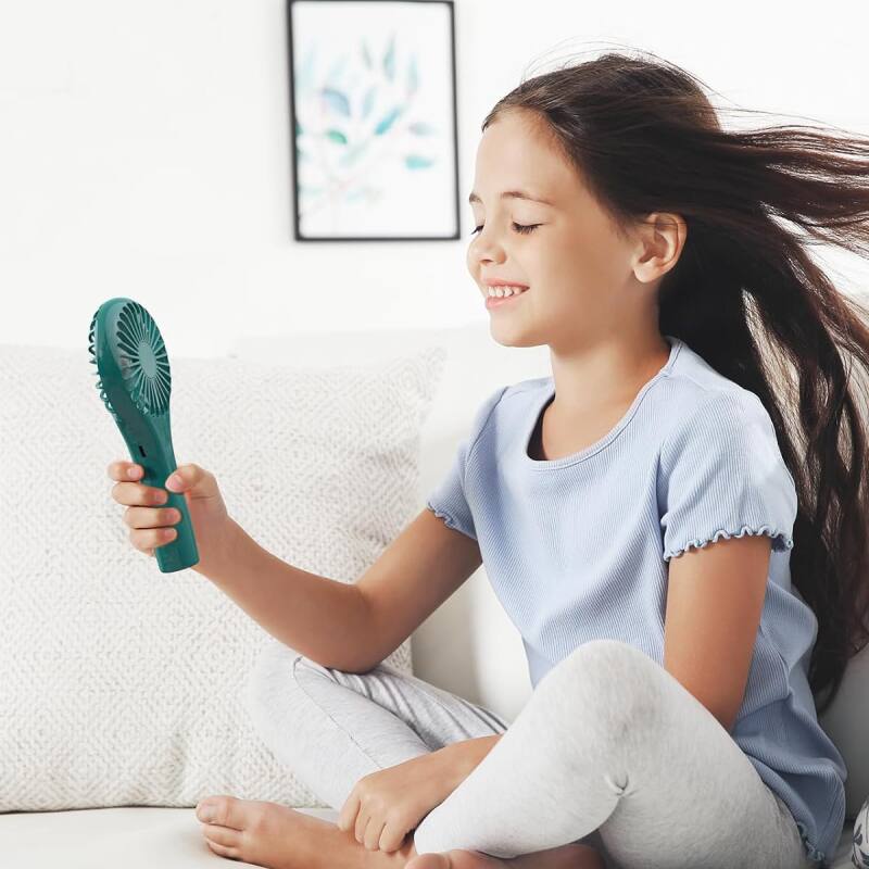 Alt View 1. Mullets Homeiances - USB Rechargeable Strong Wind Handheld Fan - Green.