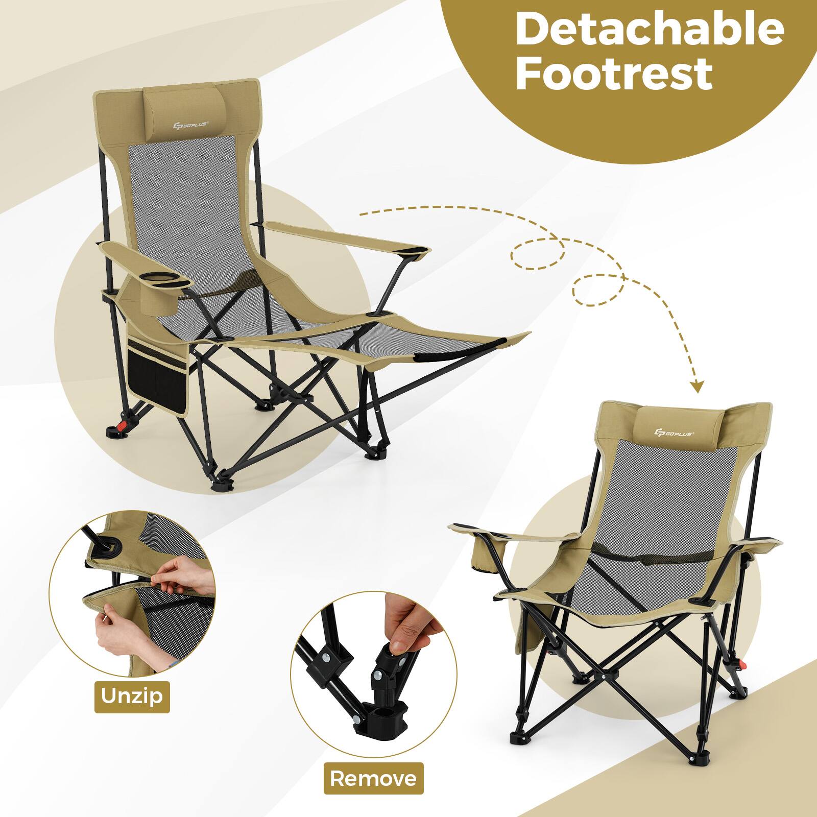 Detachable Footrest  
Unzip  
Remove