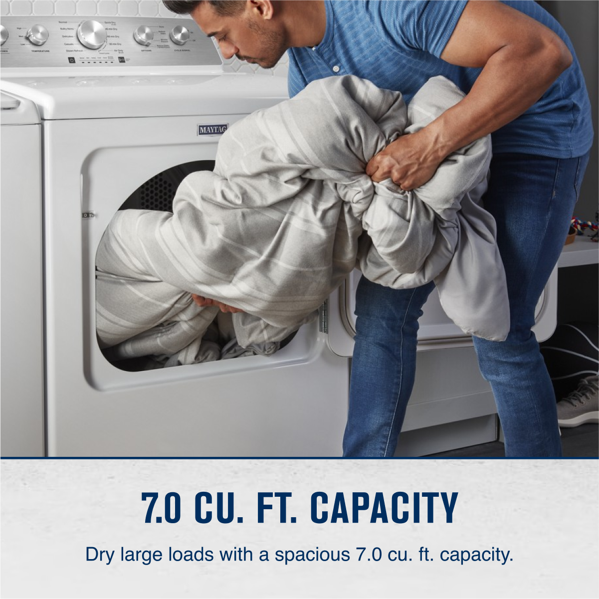 7.0 CU. FT. CAPACITY

Dry large loads with a spacious 7.0 cu. ft. capacity.