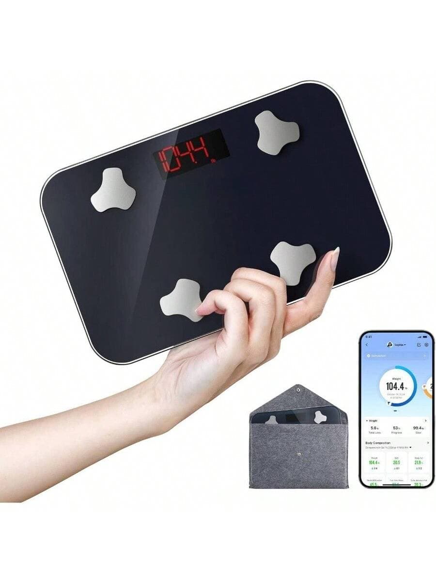 The Best Inks - Travel Scale Body Weight, Bathroom Scale Body Fat, Portable Weight Scale Traveling with Storage Case, 13 Body - Black