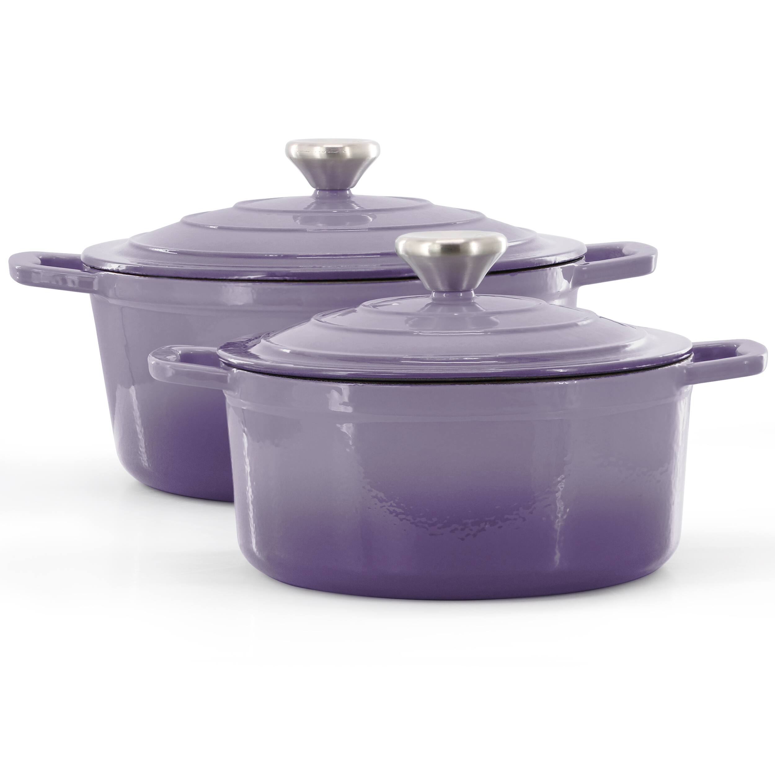 Alt View 1. Mega Chef - MegaChef 7 Piece Enameled Cast Iron Cookware Set in Purple - Purple.